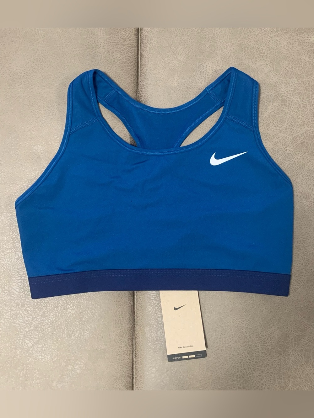 Nike Dri-FIT Womens Blue Swoosh Medium Support Racerback Sports Bra NEW Size XL